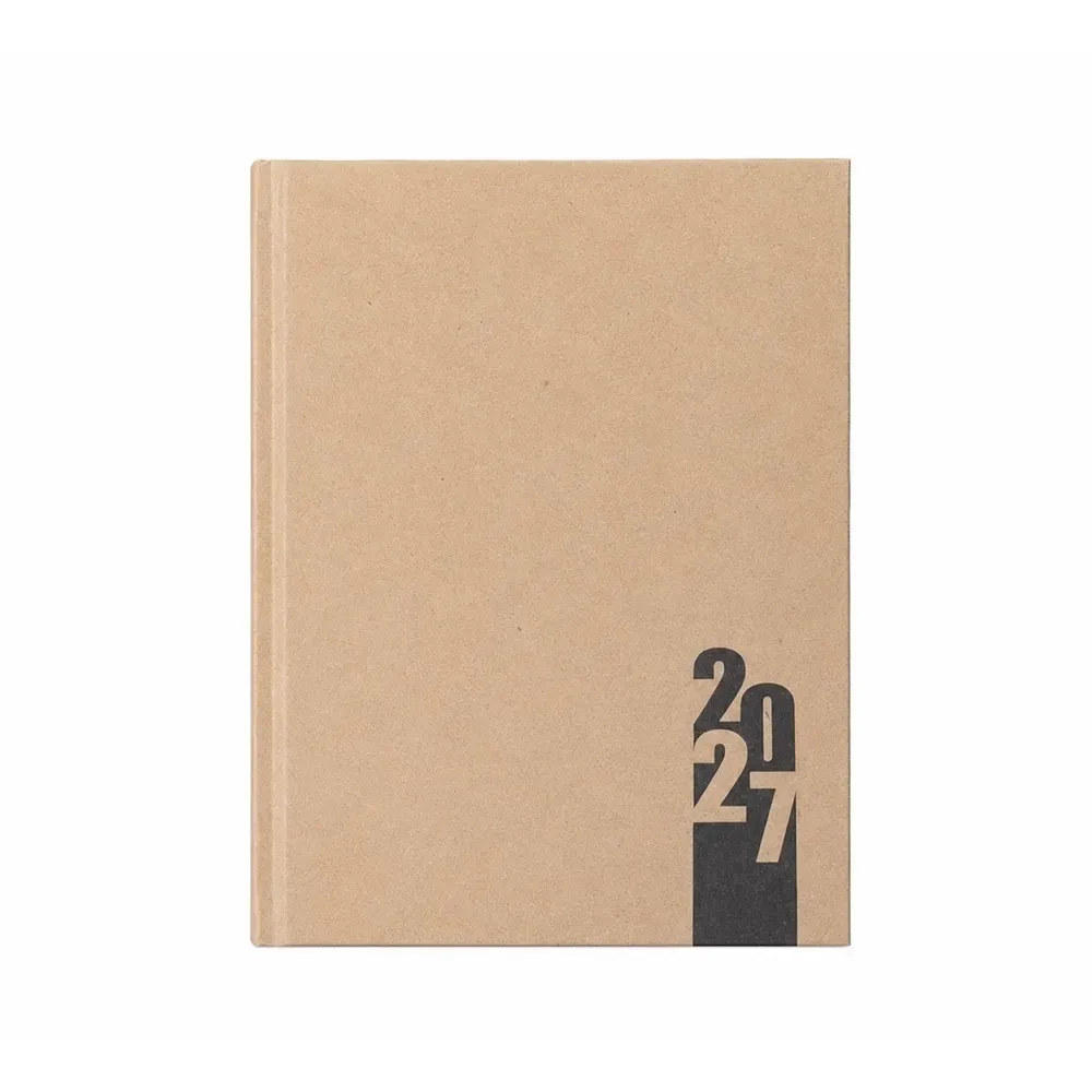 Agenda diária capa dura kraft compacta personalizada