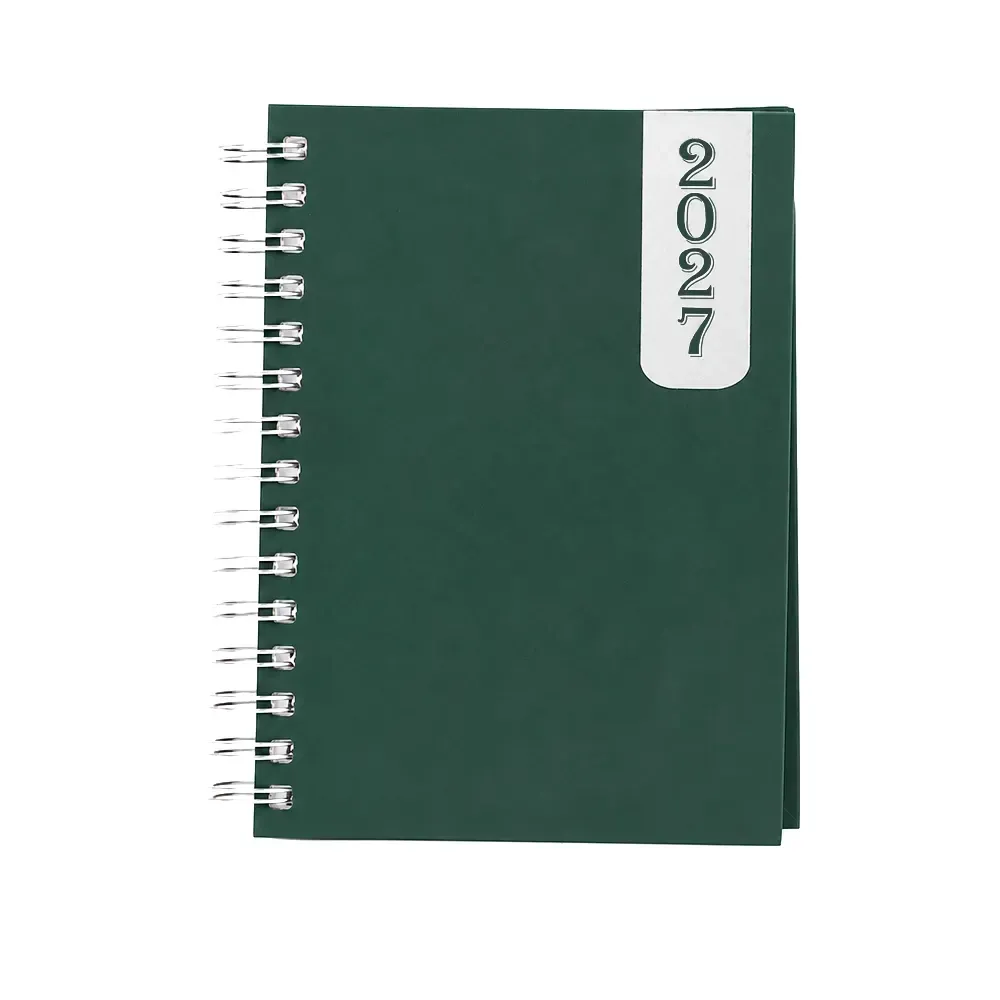Agenda Diária Capa Prime com Wire-O Personalizada verde