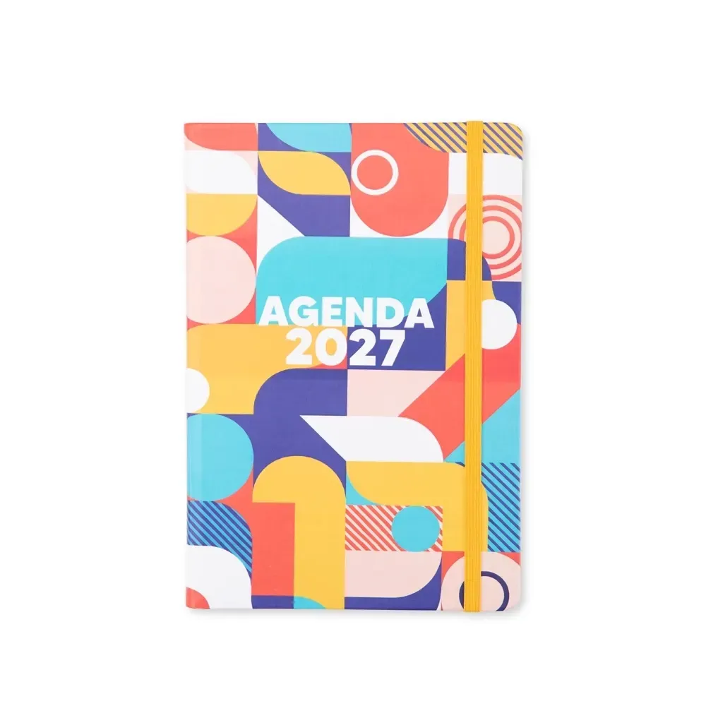 Agenda diária couchê estampado personalizada colorido