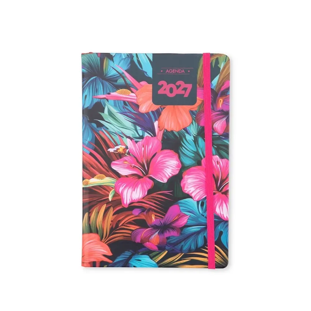 Agenda diária couchê estampado personalizada floral