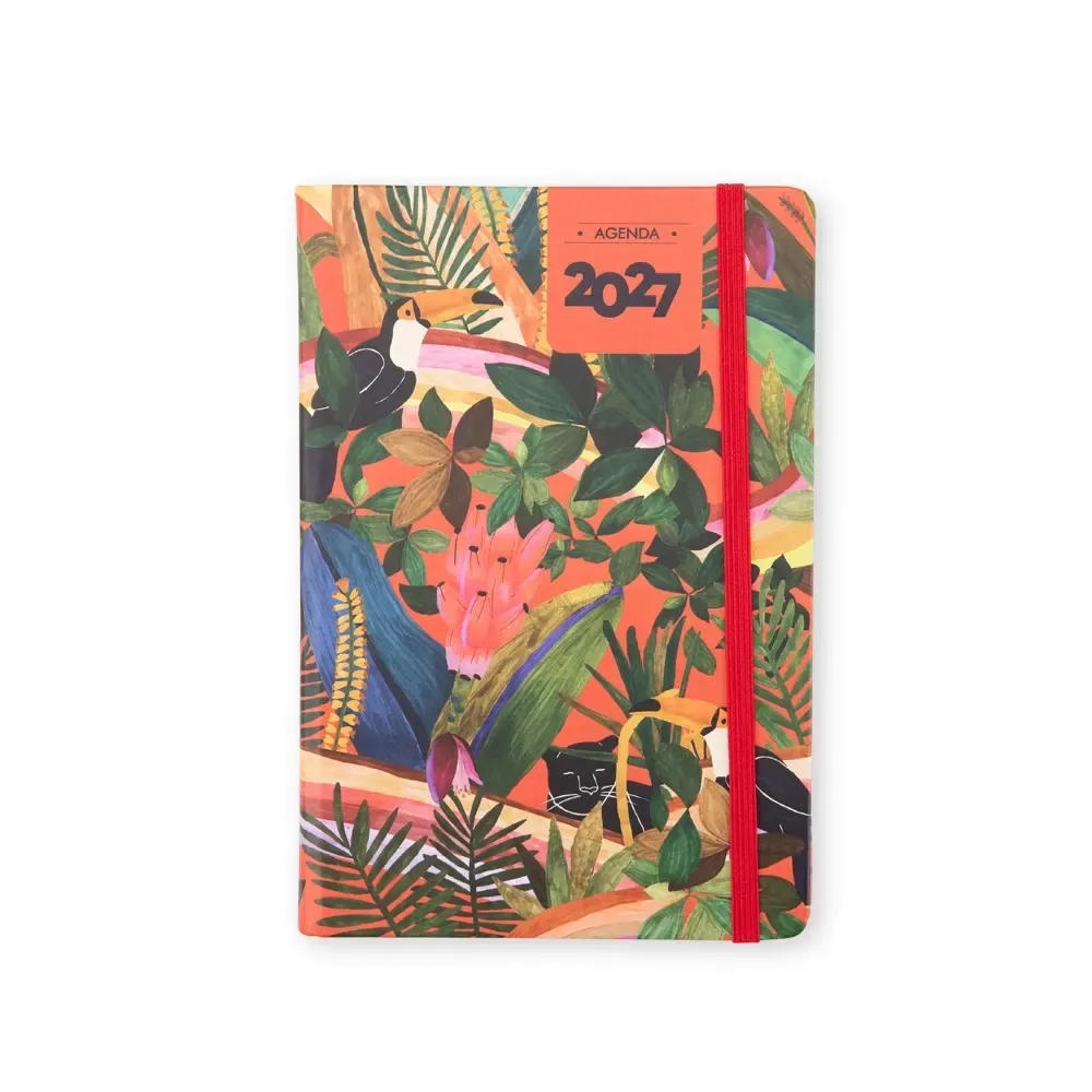 Agenda diária couchê estampado personalizada tropical