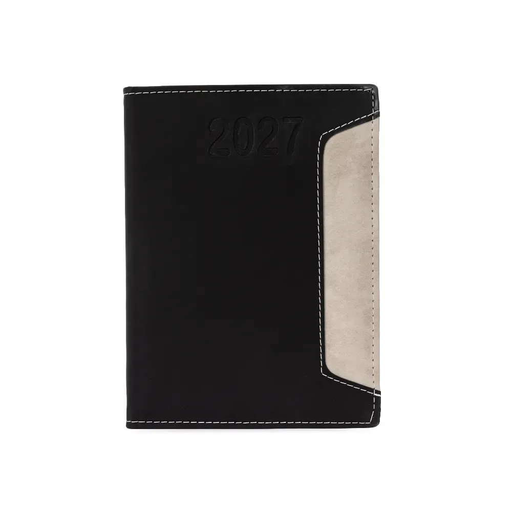 Agenda diária couro sintético personalizada preto