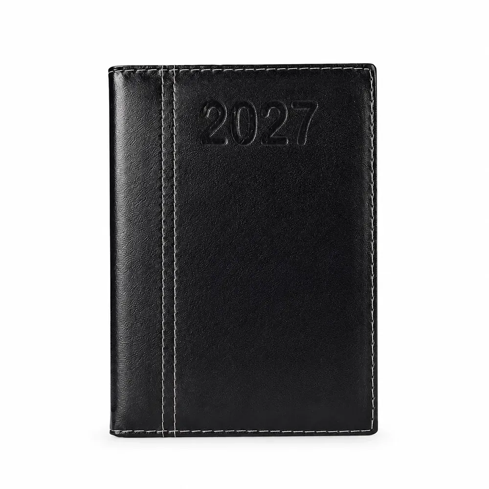 Agenda Diária Couro Sintético Personalizada em 3 Cores preto