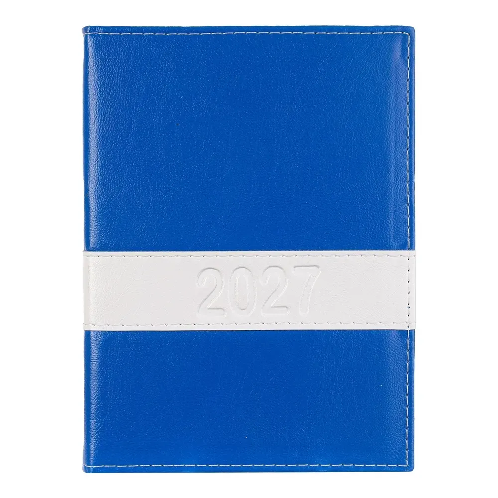 Agenda Diária Couro Sintético Azul Personalizada azul