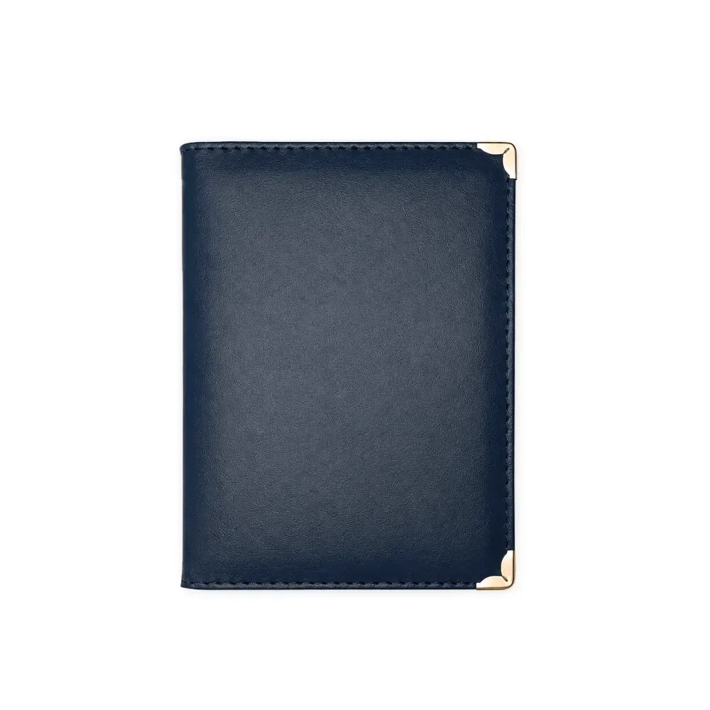Agenda Diária Couro Sintético com Cantoneiras Metálicas Personalizada azul escuro
