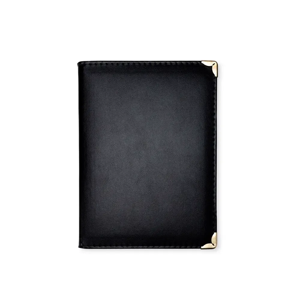 Agenda Diária Couro Sintético com Cantoneiras Metálicas Personalizada preto