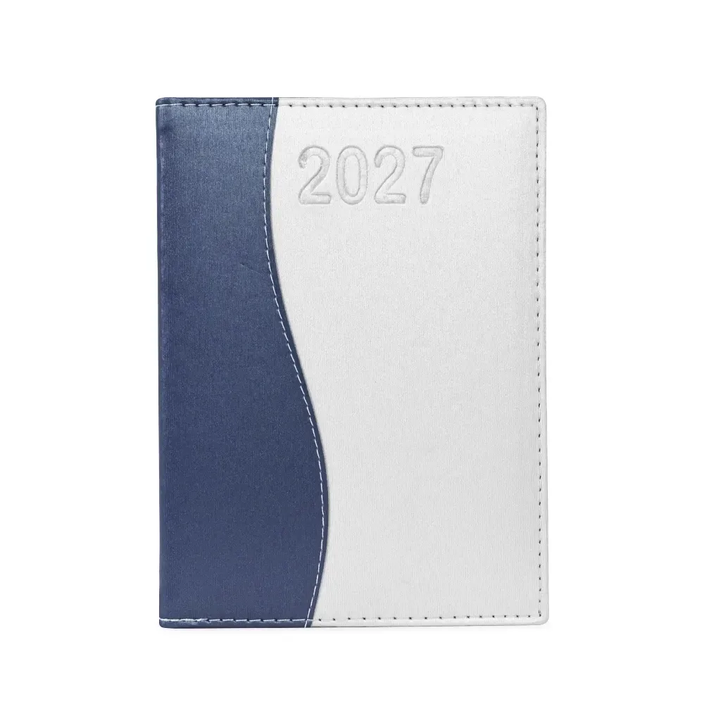 Agenda Diária Couro Sintético Metalizado Personalizada azul