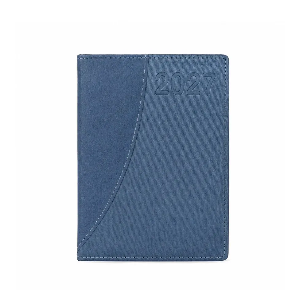 Agenda Diária Couro Sintético Texturizado Azul Personalizada azul