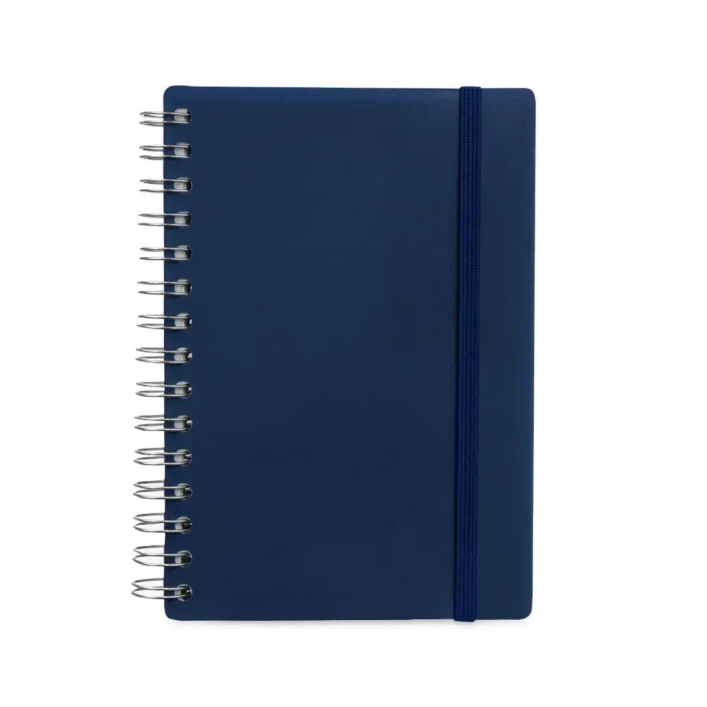 Agenda Diária com Espiral e Capa Plástica Personalizada azul escuro
