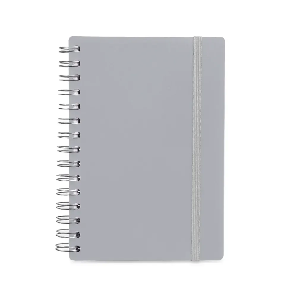 Agenda Diária com Espiral e Capa Plástica Personalizada prata