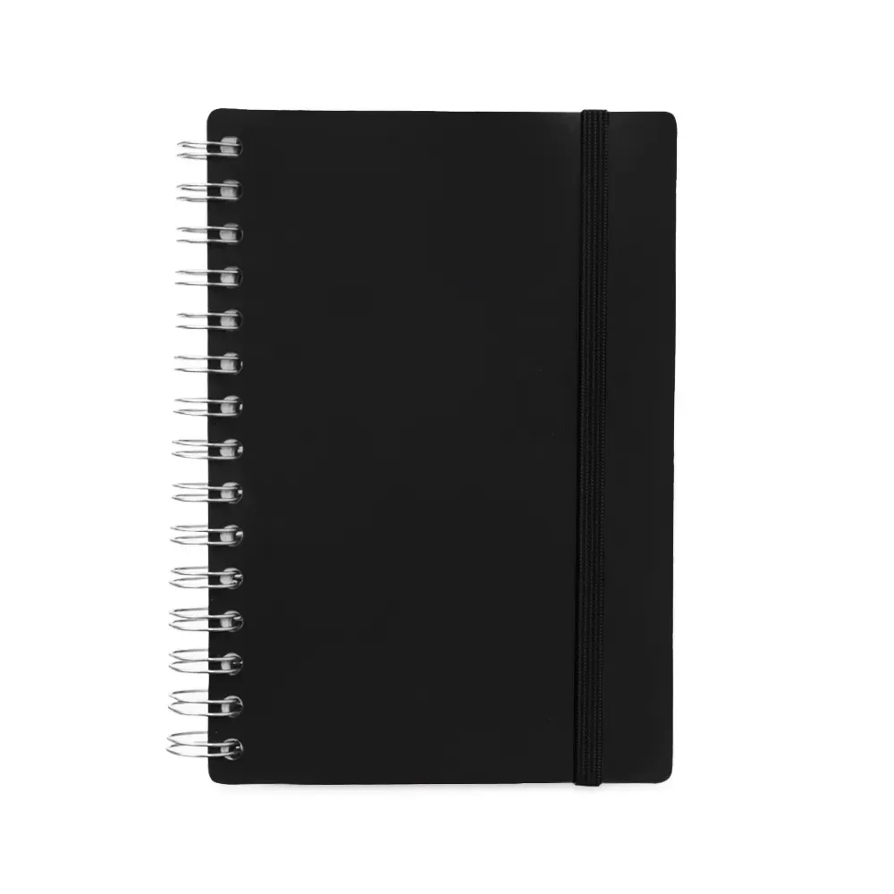 Agenda Diária com Espiral e Capa Plástica Personalizada preto