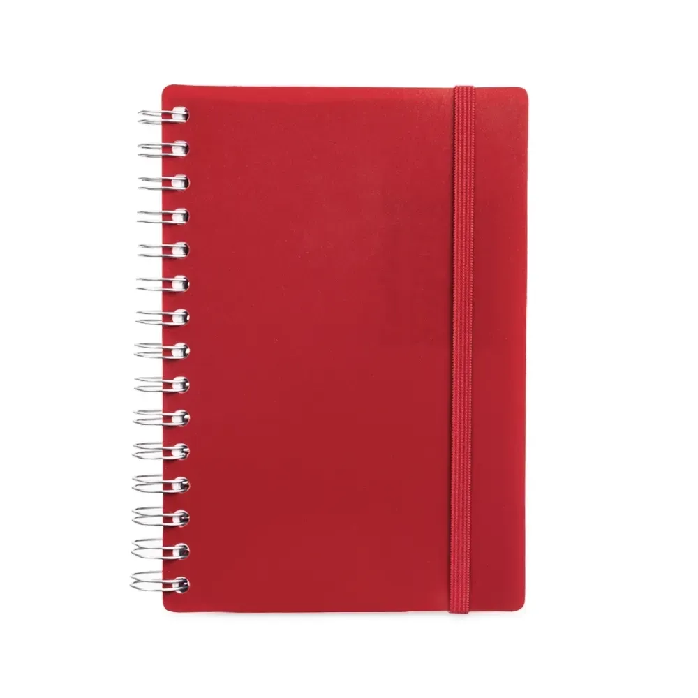 Agenda Diária com Espiral e Capa Plástica Personalizada vermelho