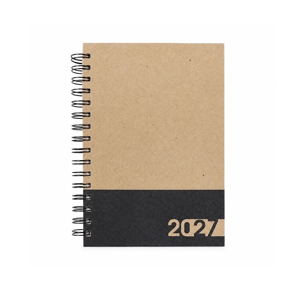 Agenda Diária Kraft com Wire-O e Gravação Central Personalizada kraft