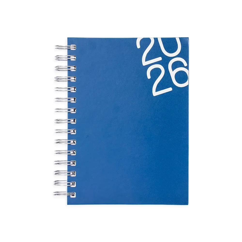 Agenda Diária Percalux Azul com Wire-O Personalizada azul