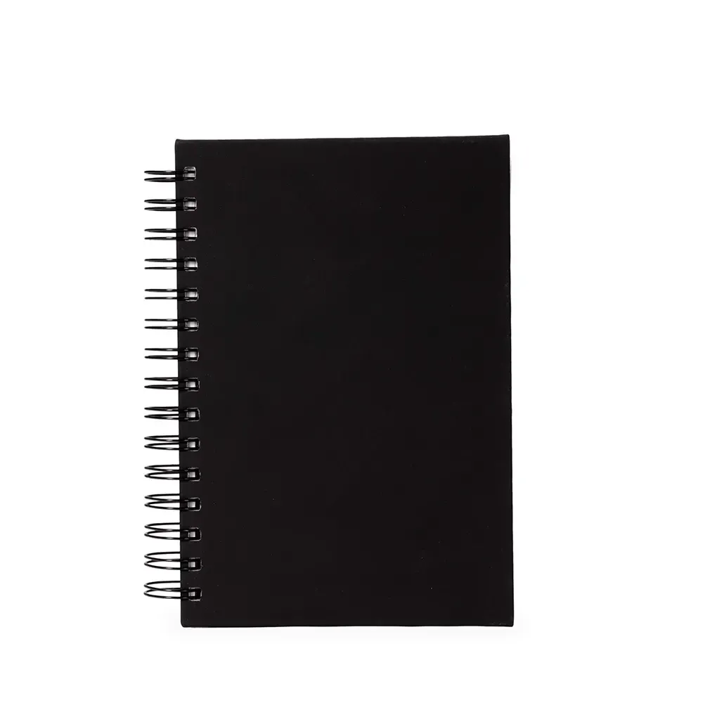 Agenda Emborrachada com Wire-O Personalizada em 5 Cores preto