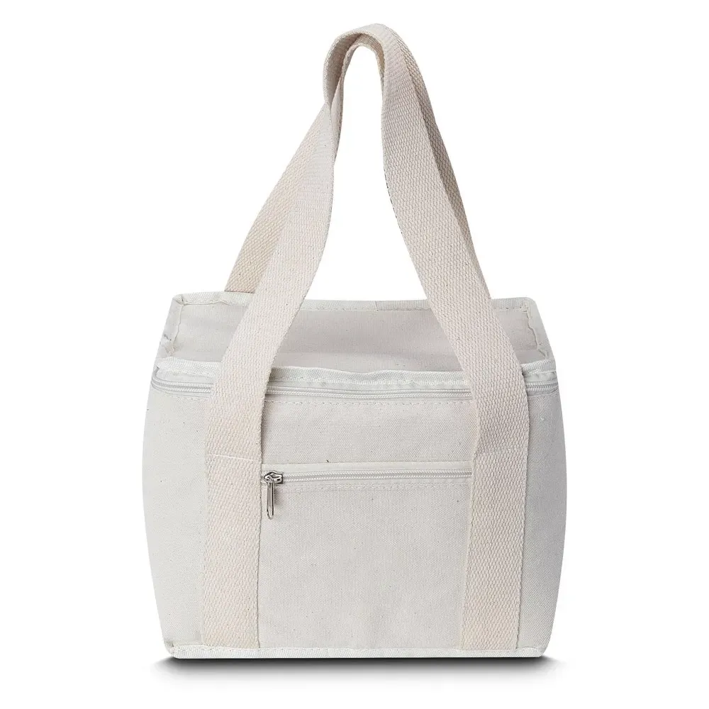 Bolsa térmica personalizada de algodão cru 9 litros, cor bege