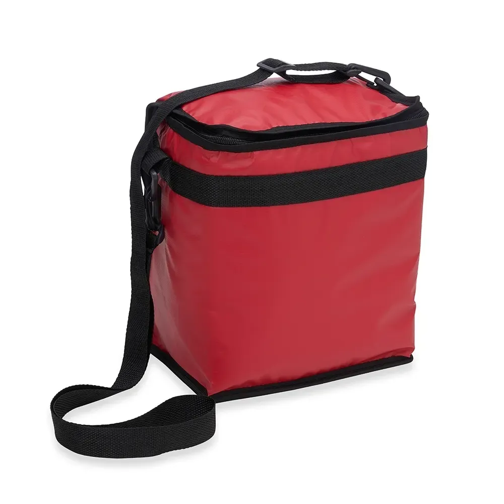 Bolsa térmica personalizada de bagum sintético 10 litros, cor vermelha