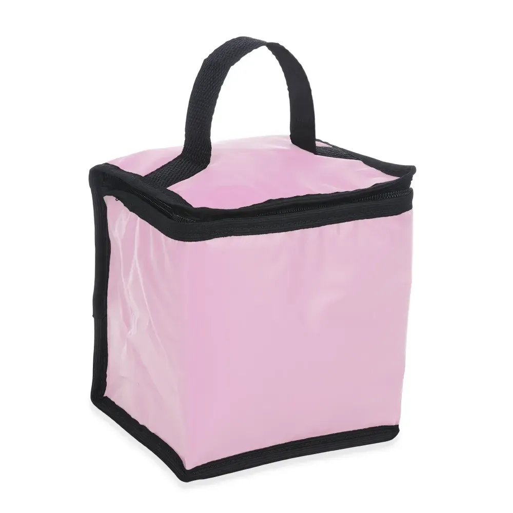 Mini bolsa térmica personalizada de bagum sintético 4 litros, cor rosa