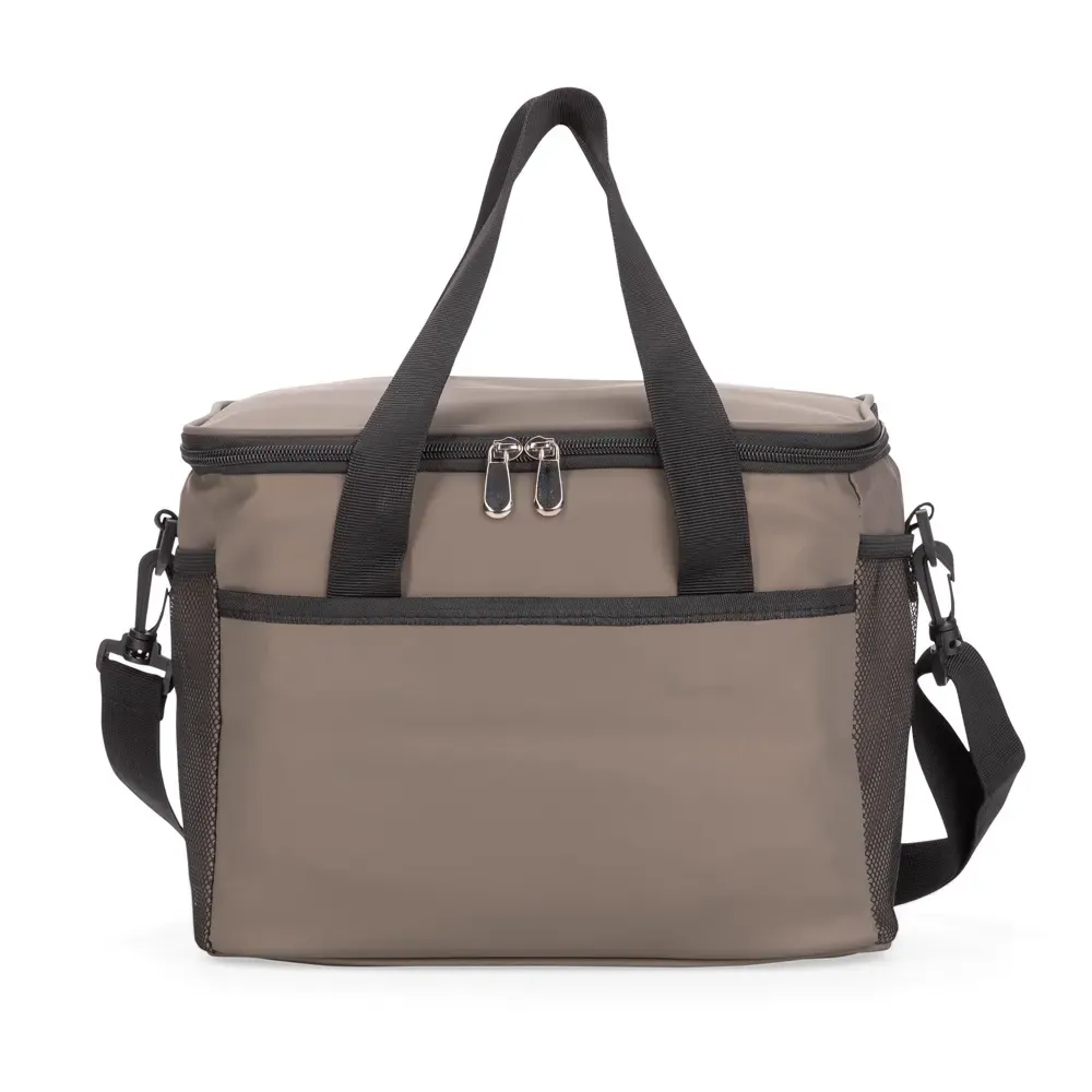 Bolsa Térmica de Couro Sintético 12 Litros Personalizada, cor cinza