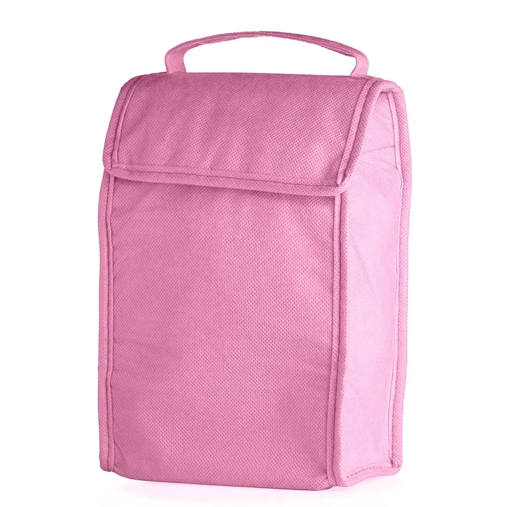 Bolsa térmica dobrável personalizada de TNT 3 litros, cor rosa claro