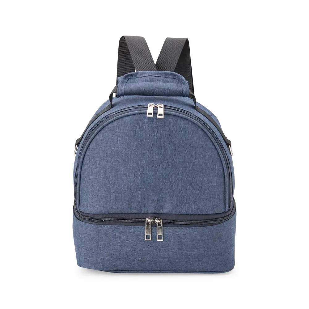 Bolsa Térmica Dupla de Nylon 9L com Dois Compartimentos Isolados Personalizada, cor azul escuro