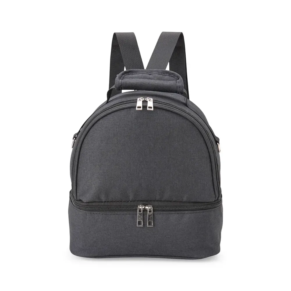 Bolsa Térmica Dupla de Nylon 9L com Dois Compartimentos Isolados Personalizada, cor preto