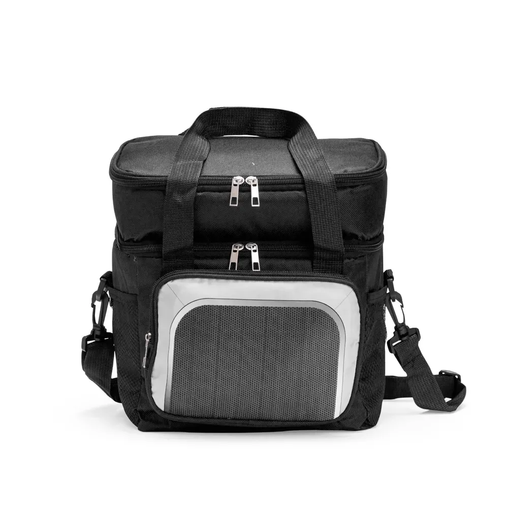Bolsa Térmica Dupla de Oxford 12L com Revestimento em Alumínio Personalizada, cor preto
