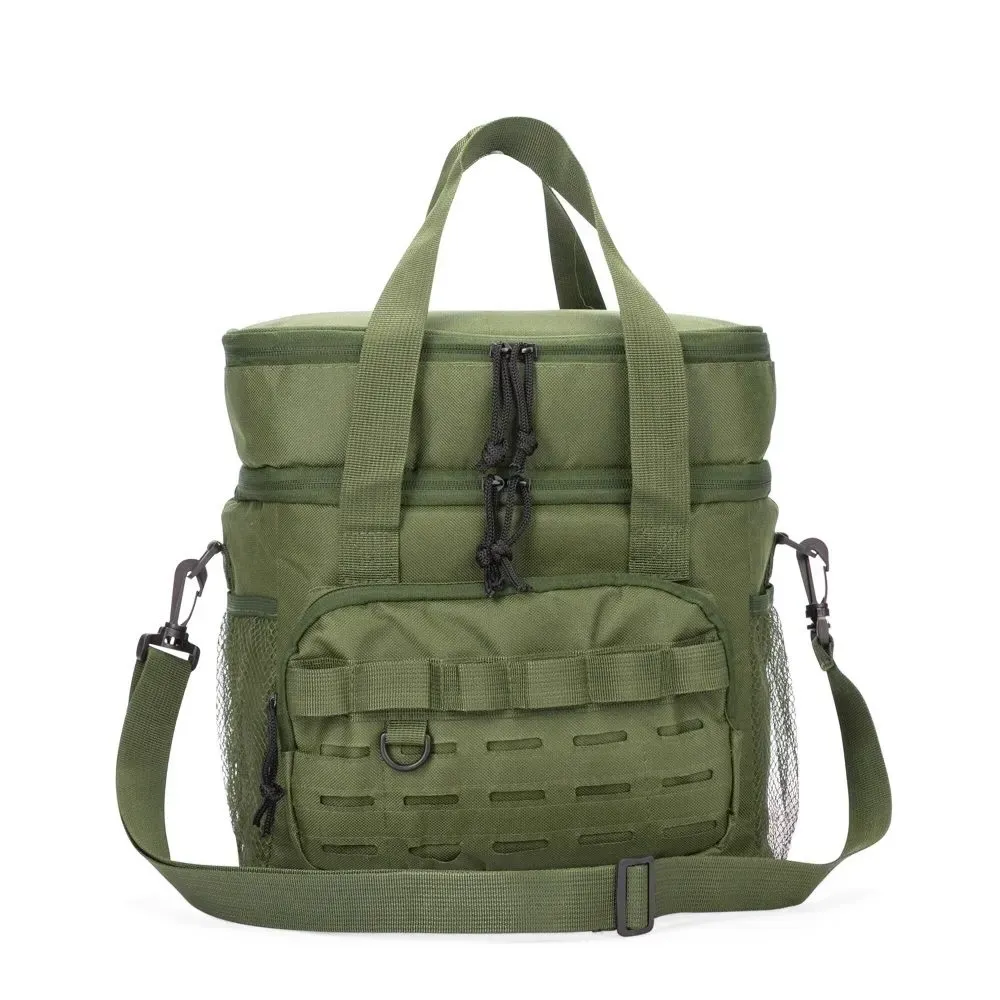 Bolsa Térmica Dupla de Oxford 16L com Bolso Frontal Modular Personalizada, cor verde
