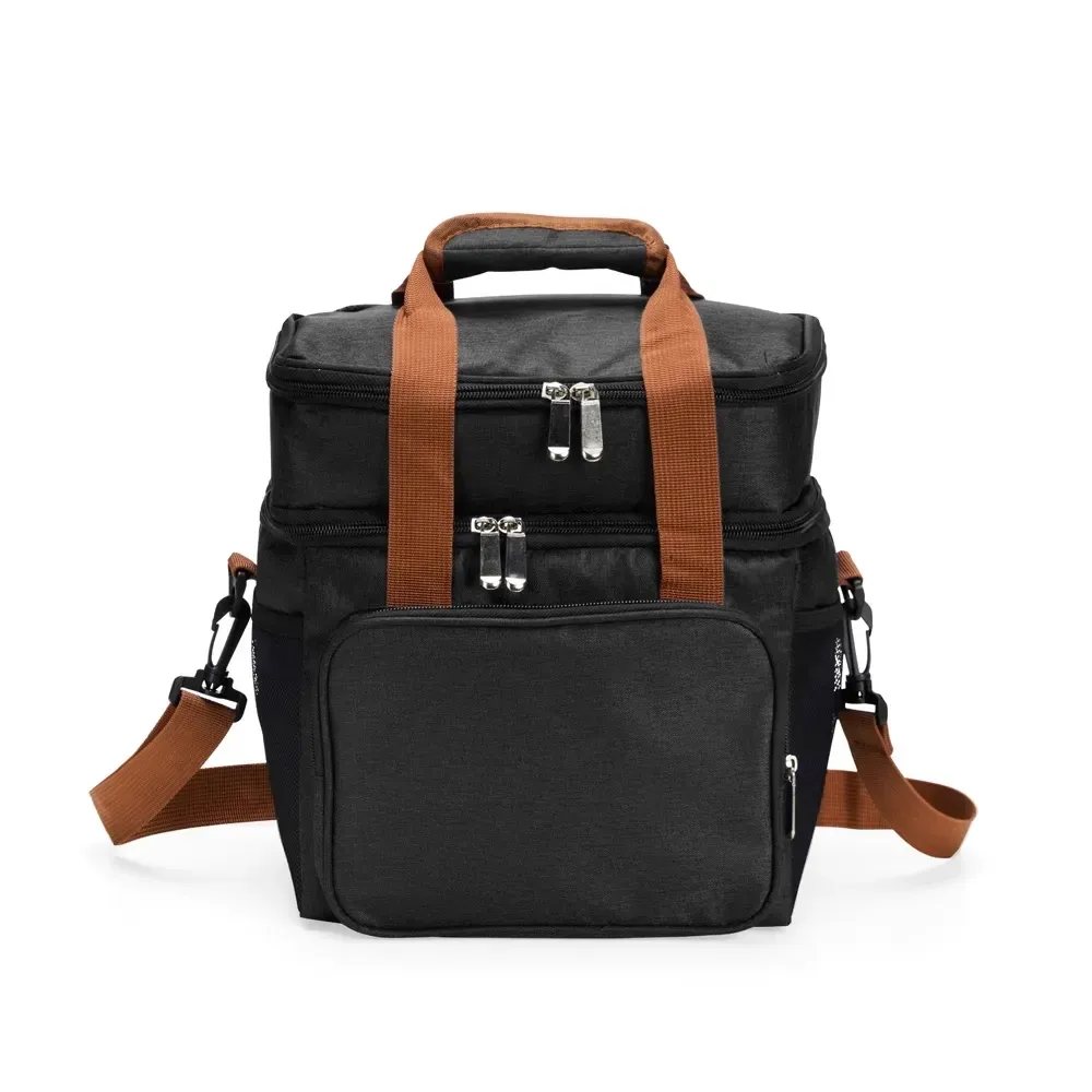 Bolsa Térmica Dupla de Poliéster 300D 15L Personalizada, cor preto