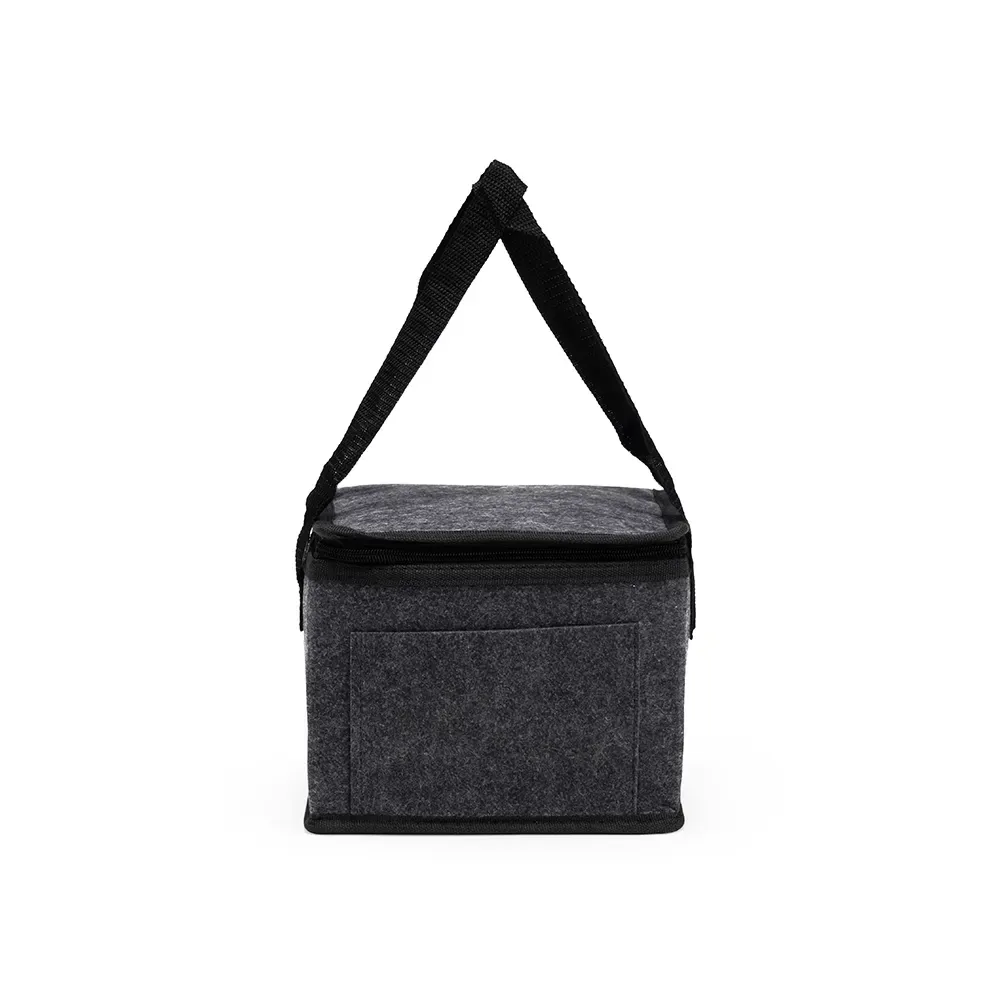 Bolsa Térmica de Feltro 5 Litros com Bolso Frontal Personalizada, cor preto