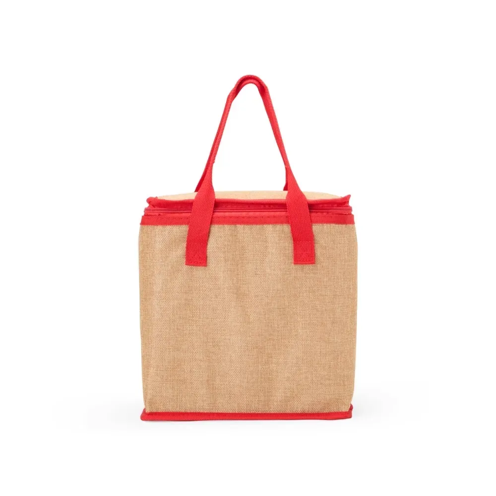 Bolsa térmica personalizada de linho, 14 litros, cor vermelha