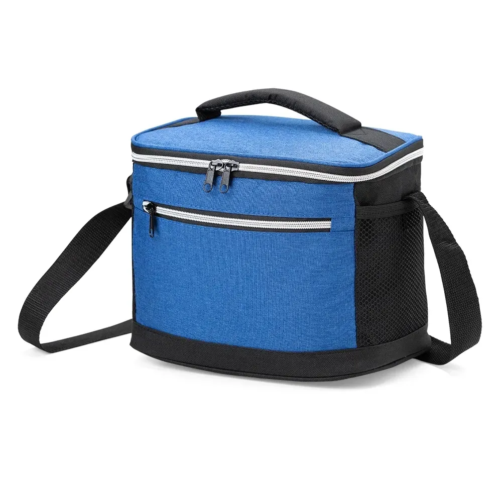 Bolsa térmica personalizada de nylon, 10 litros, cor azul
