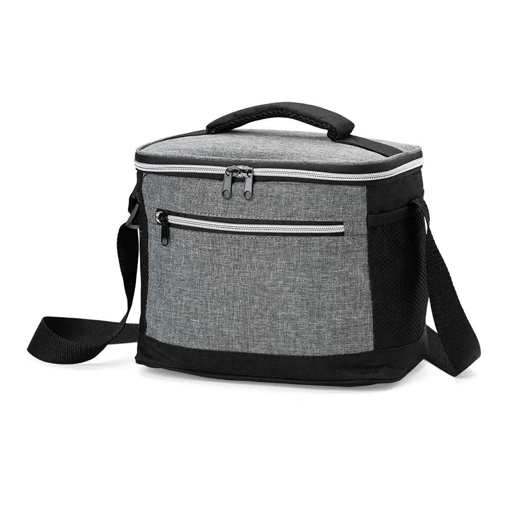Bolsa térmica personalizada de nylon, 10 litros, cor cinza