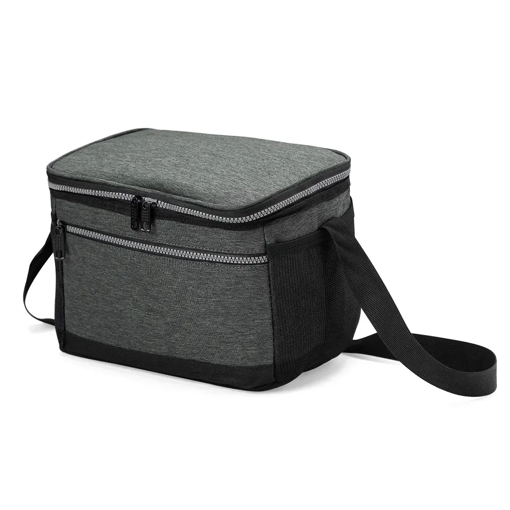 Bolsa térmica personalizada de nylon, 11 litros, cor cinza claro
