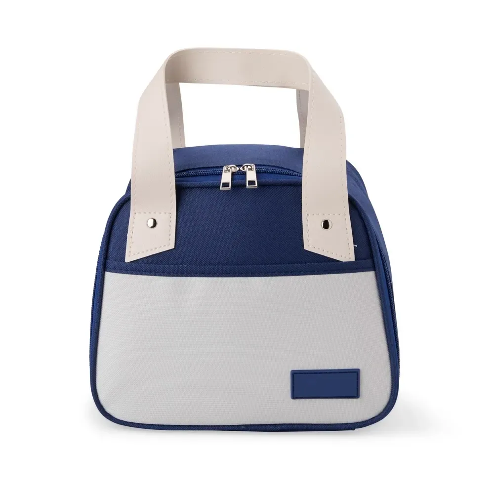 Bolsa Térmica de Nylon 5L com Alças em Couro Sintético Personalizada, cor azul