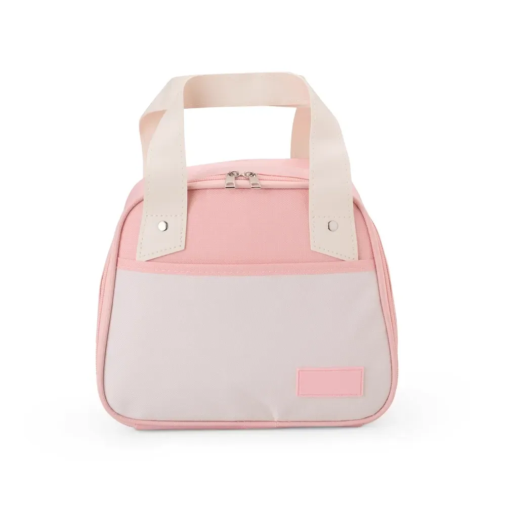 Bolsa Térmica de Nylon 5L com Alças em Couro Sintético Personalizada, cor rosa