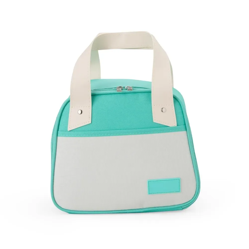 Bolsa Térmica de Nylon 5L com Alças em Couro Sintético Personalizada, cor verde água