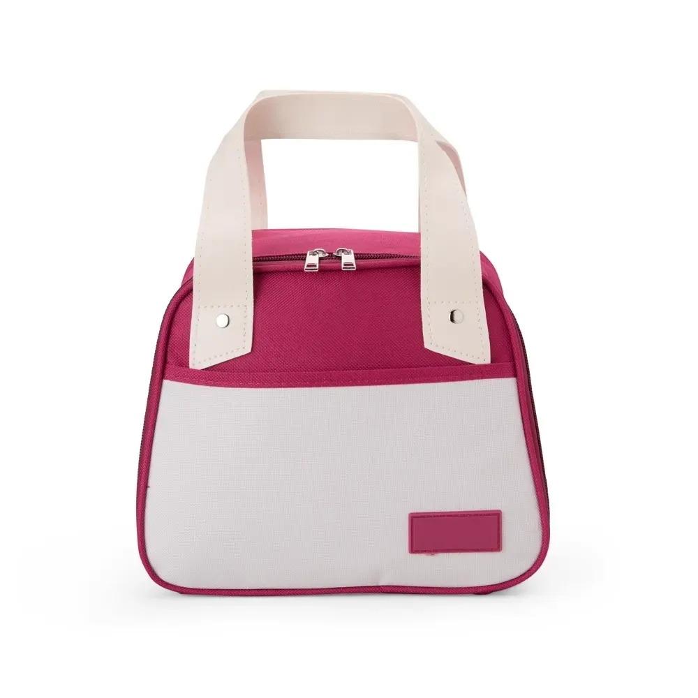 Bolsa Térmica de Nylon 5L com Alças em Couro Sintético Personalizada, cor vermelho