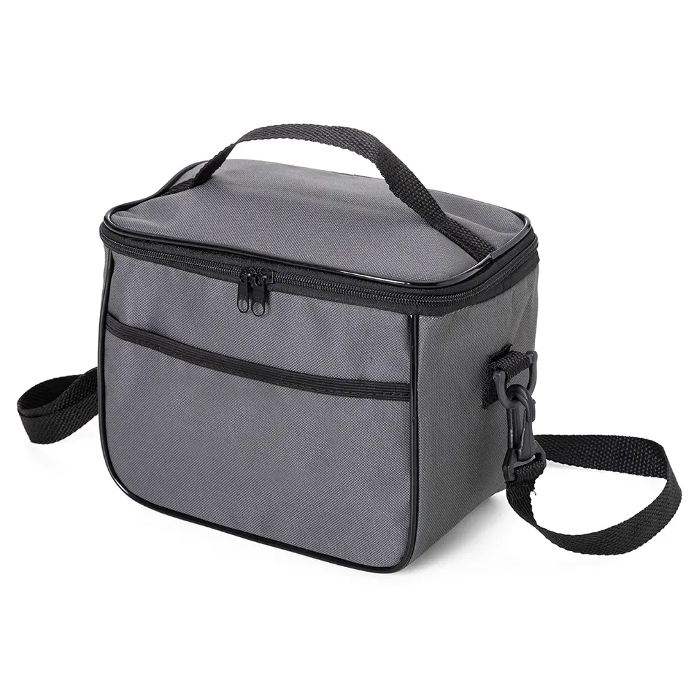 Bolsa térmica personalizada de nylon 6 litros, cor cinza
