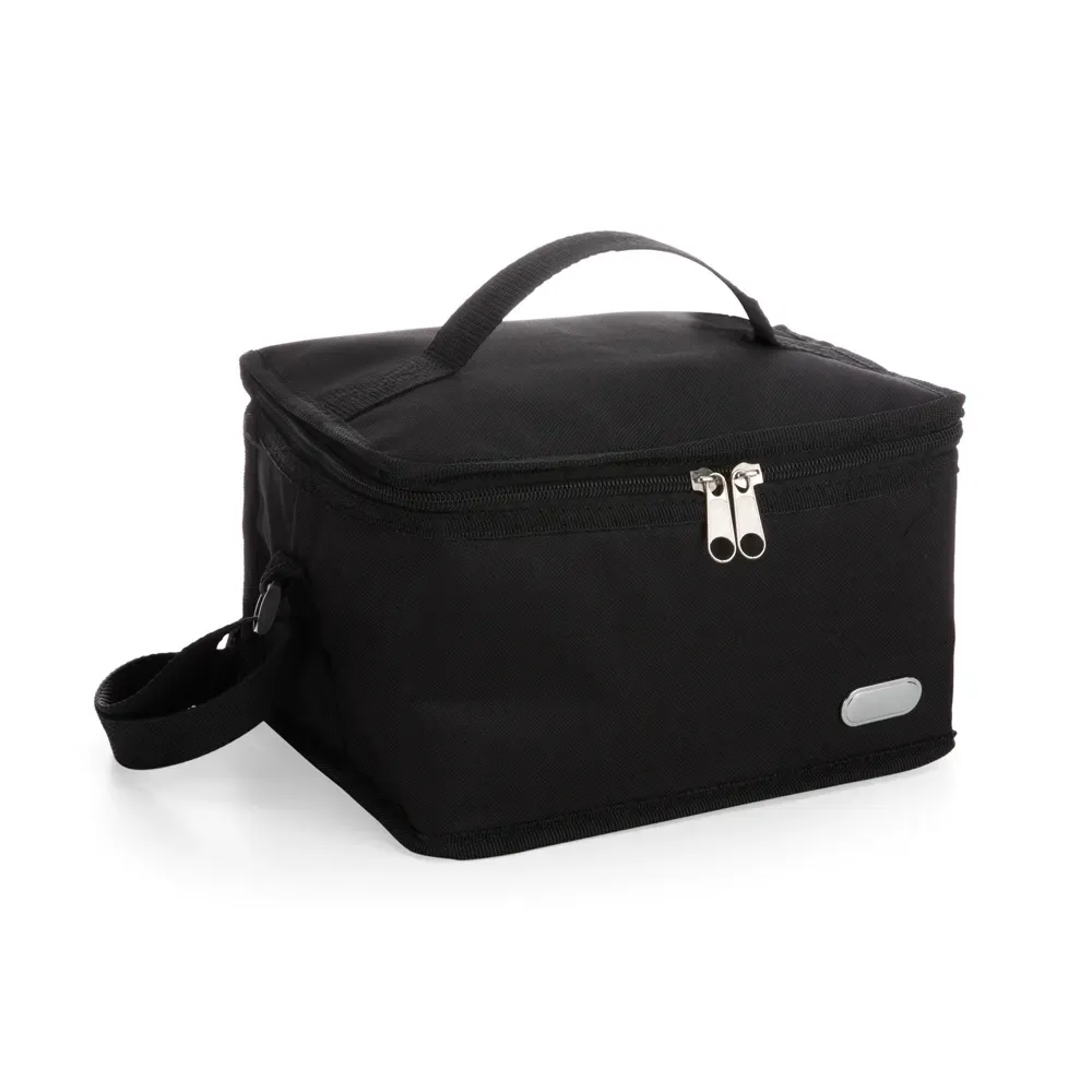 Bolsa Térmica de Nylon 6L com Plaquinha Metálica Personalizada, cor preto