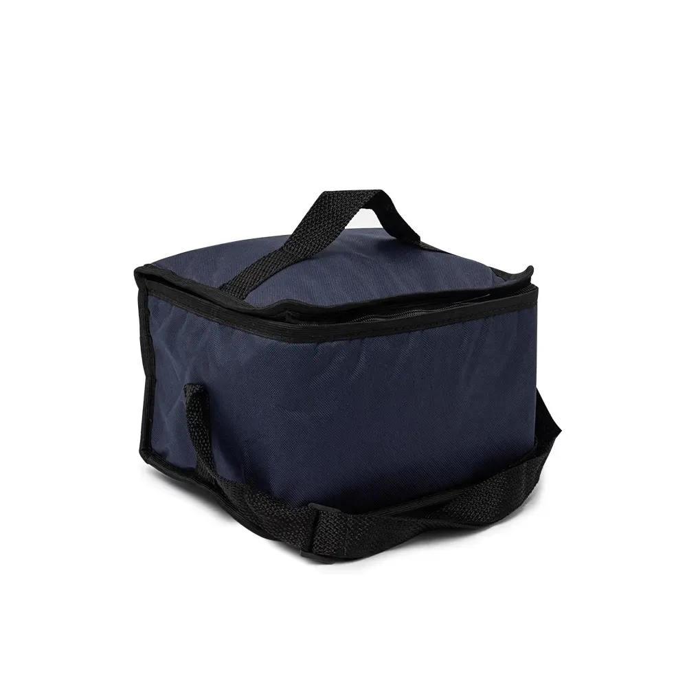 Bolsa térmica personalizada de nylon 8 litros com alça para as costas, cor azul marinho