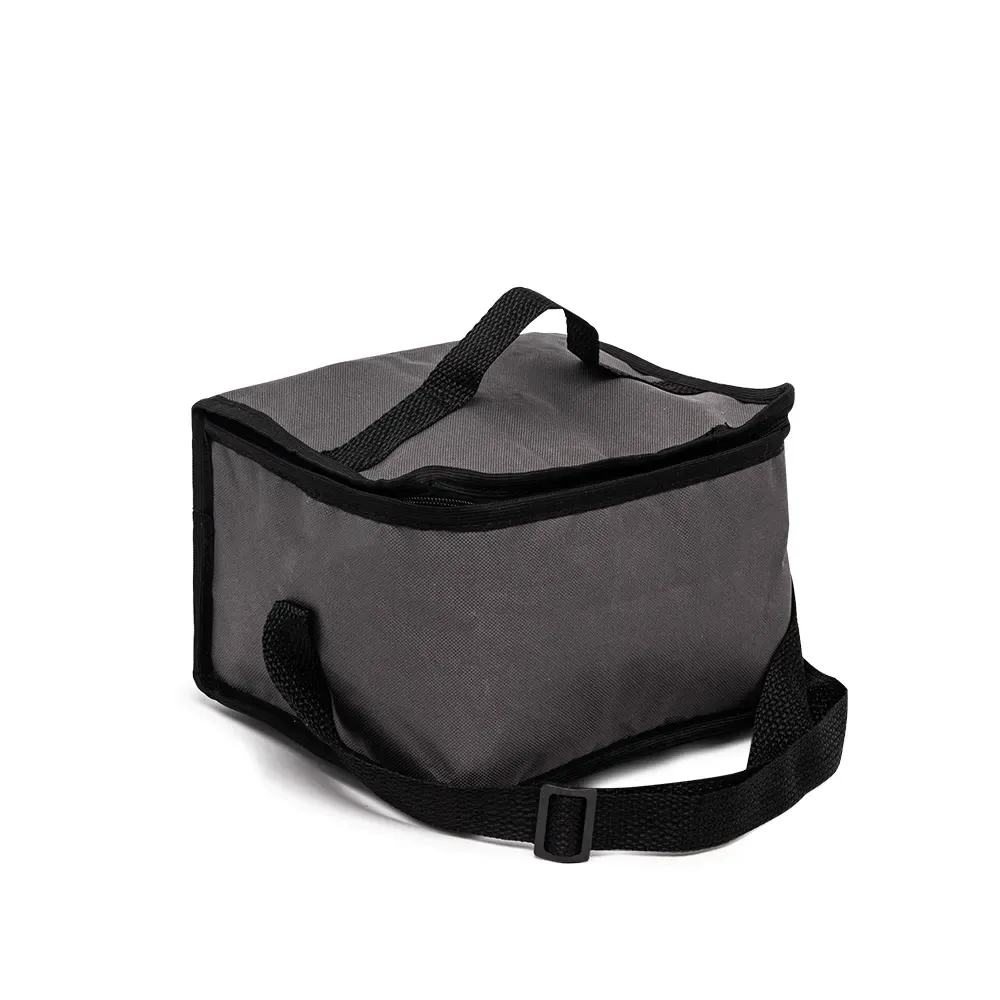Bolsa térmica personalizada de nylon 8 litros com alça para as costas, cor chumbo