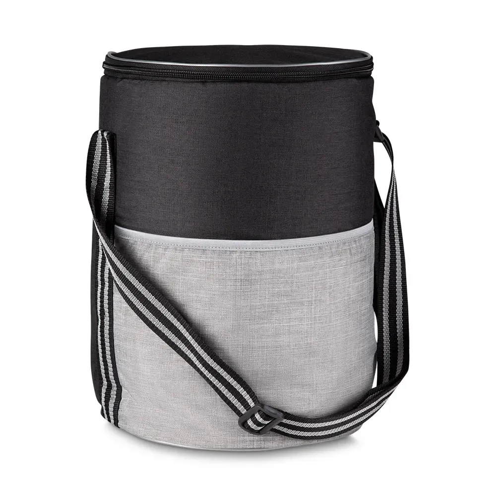Bolsa térmica personalizada de nylon e poliéster 16 litros, cor cinza