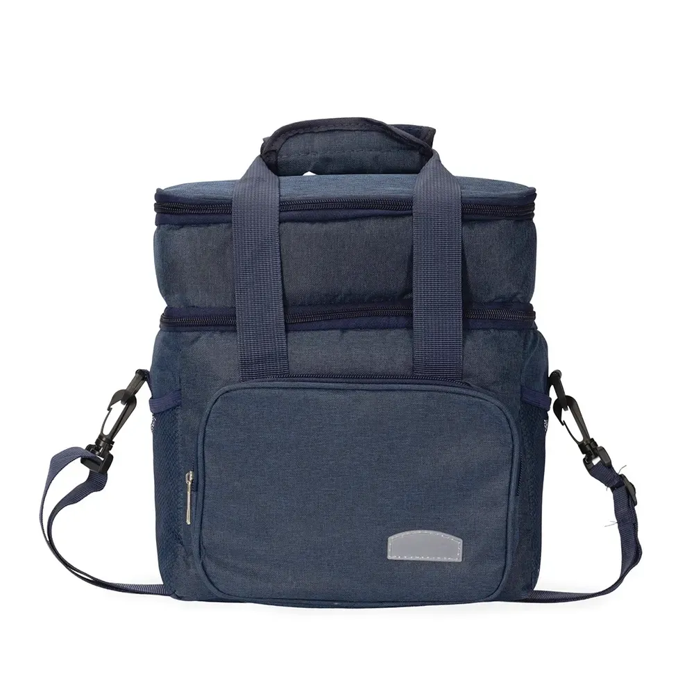 Bolsa Térmica de Oxford 10L com Tampa em Alumínio e Interior em PEVA Personalizada, cor azul escuro