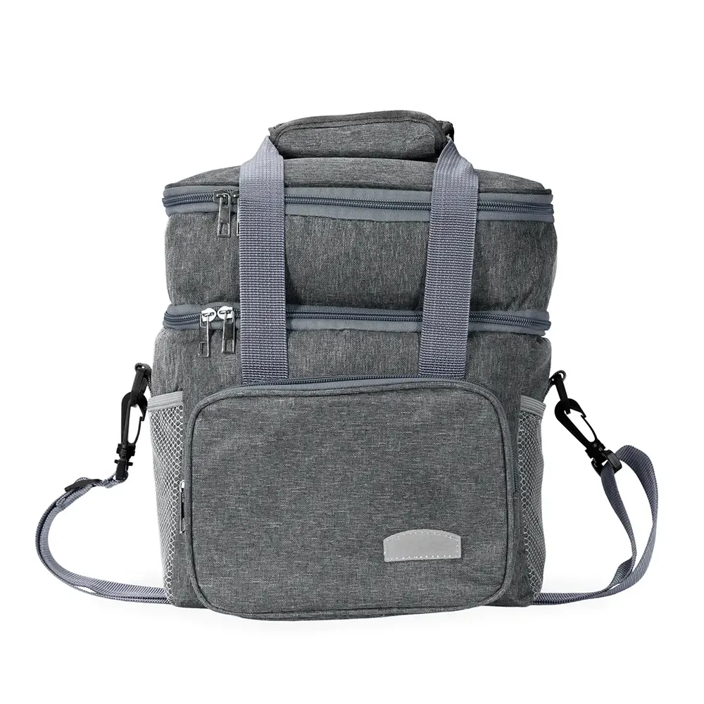 Bolsa Térmica de Oxford 10L com Tampa em Alumínio e Interior em PEVA Personalizada, cor cinza