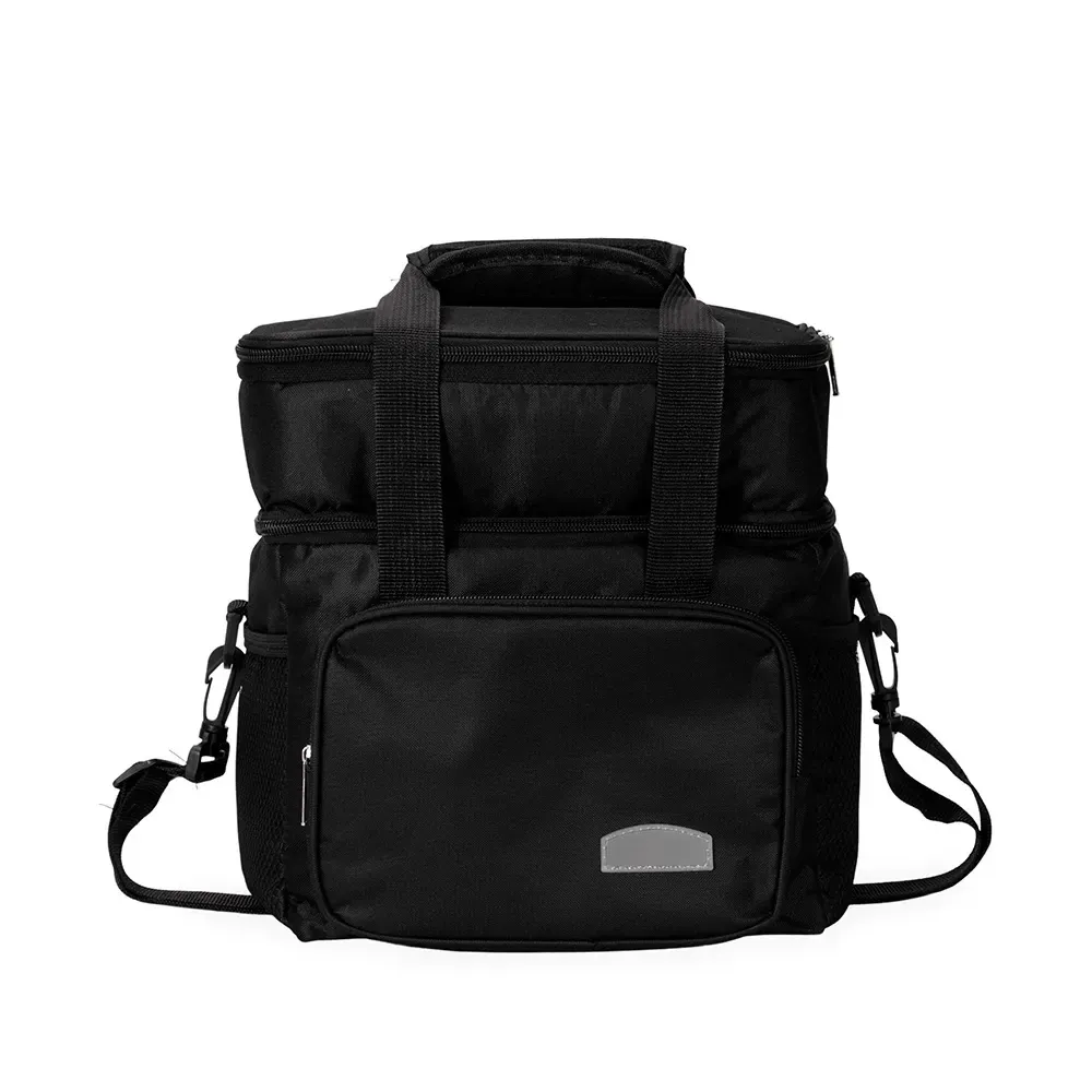 Bolsa Térmica de Oxford 10L com Tampa em Alumínio e Interior em PEVA Personalizada, cor preto