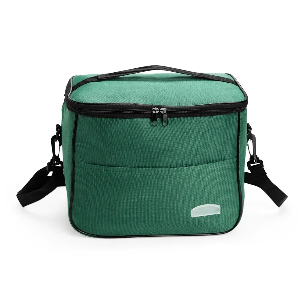 Bolsa Térmica de Oxford 13L com Revestimento em Alumínio e Plaquinha em PVC Personalizada, cor verde