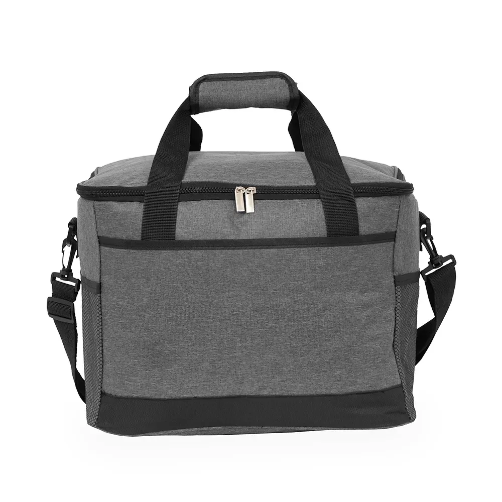 Bolsa Térmica de Oxford 25L Acolchoada com Três Bolsos Externos Personalizada, cor cinza