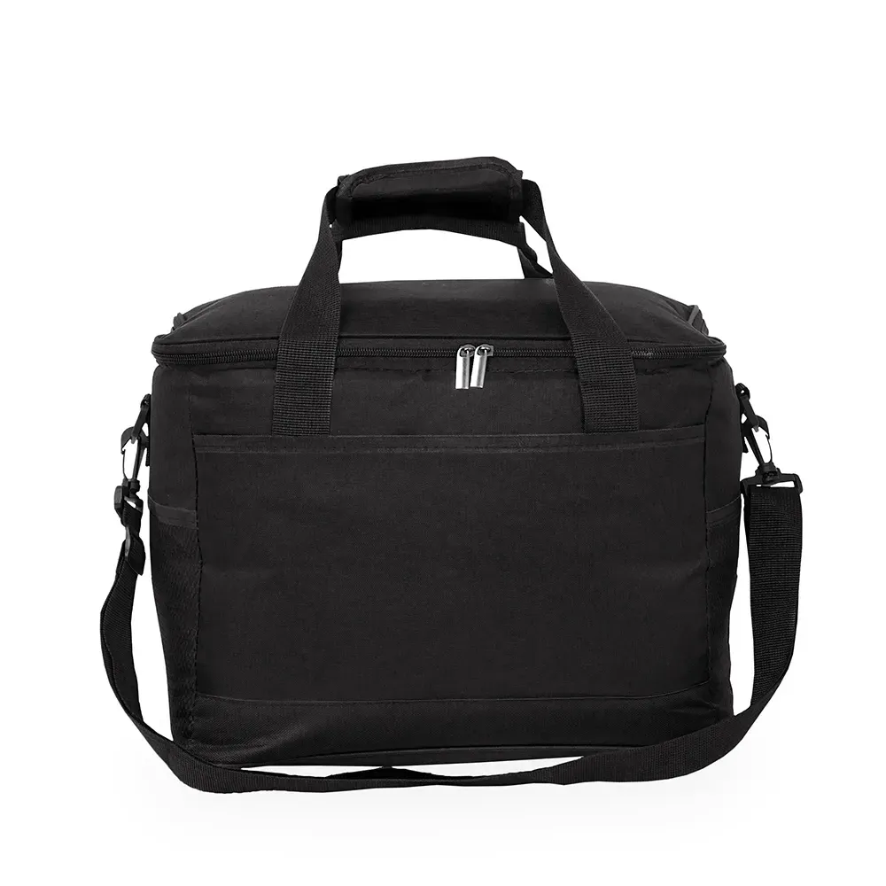 Bolsa Térmica de Oxford 25L Acolchoada com Três Bolsos Externos Personalizada, cor preto