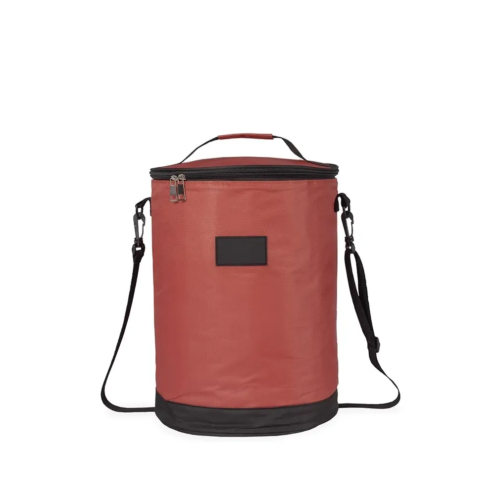 Bolsa Térmica de Oxford 25L Formato Cilíndrico Personalizada, cor vermelho